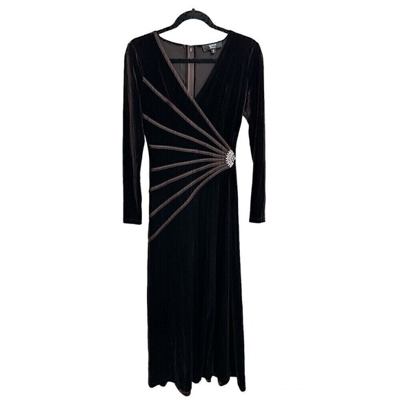 Tadashi Shoji Dresses & Skirts - Tadashi Collection Dress Size Small Womens Long Sleeve Purple Velour Jewel Maxi